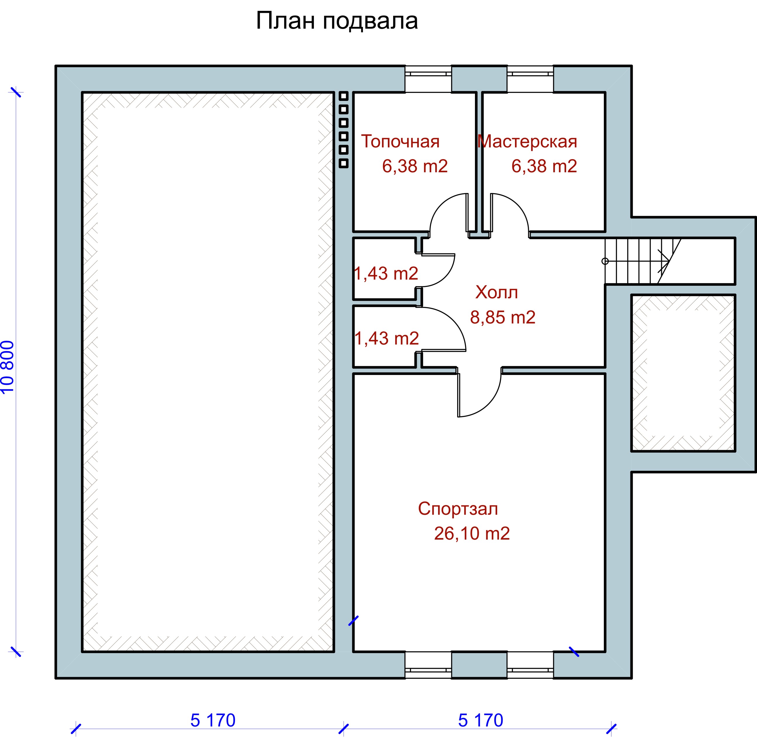 План двухэтажного дома с подвалом